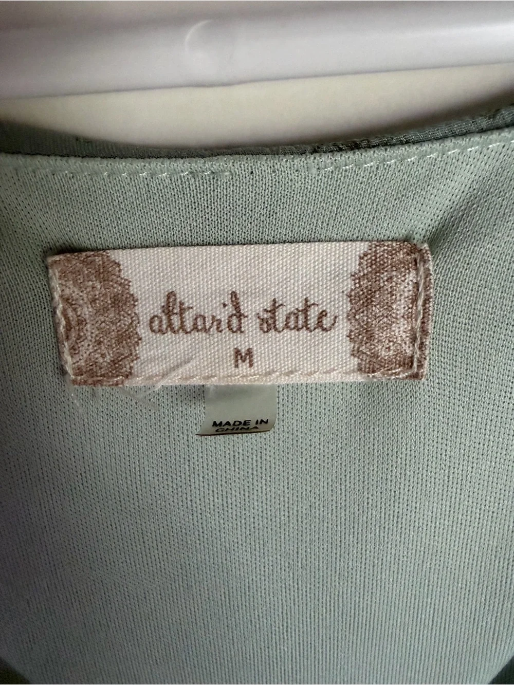 Altar'd State Sage Green Paisley Floral Mini Dress Boho Wrap V-Neck Medium 0070 - Picture 4 of 6